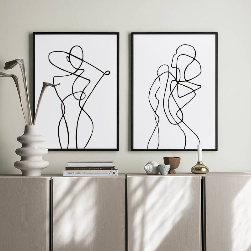 Minimalist Sexy Woman Body Line Canvas Wall Art