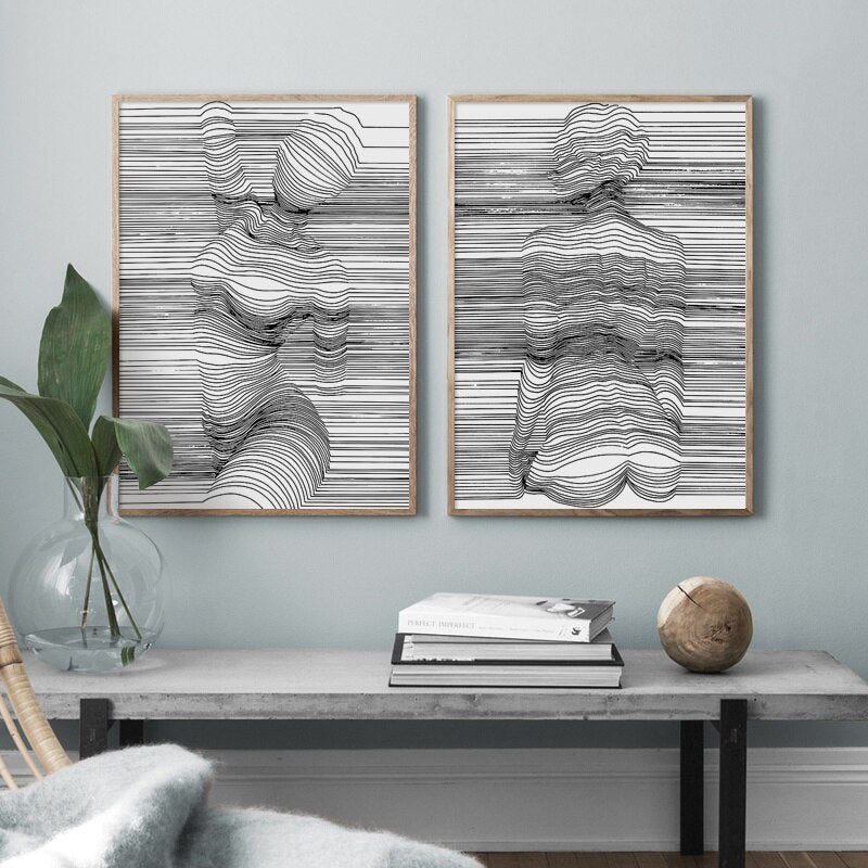 Abstract Line Body Art Canvas Painting