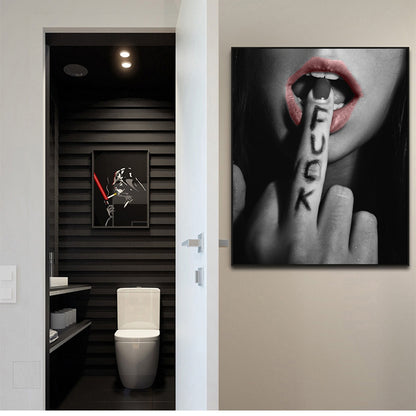 Sexy Finger on Lips Canvas Wall Art