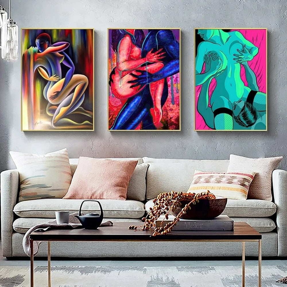 Abstract Nude Body Canvas Painting
