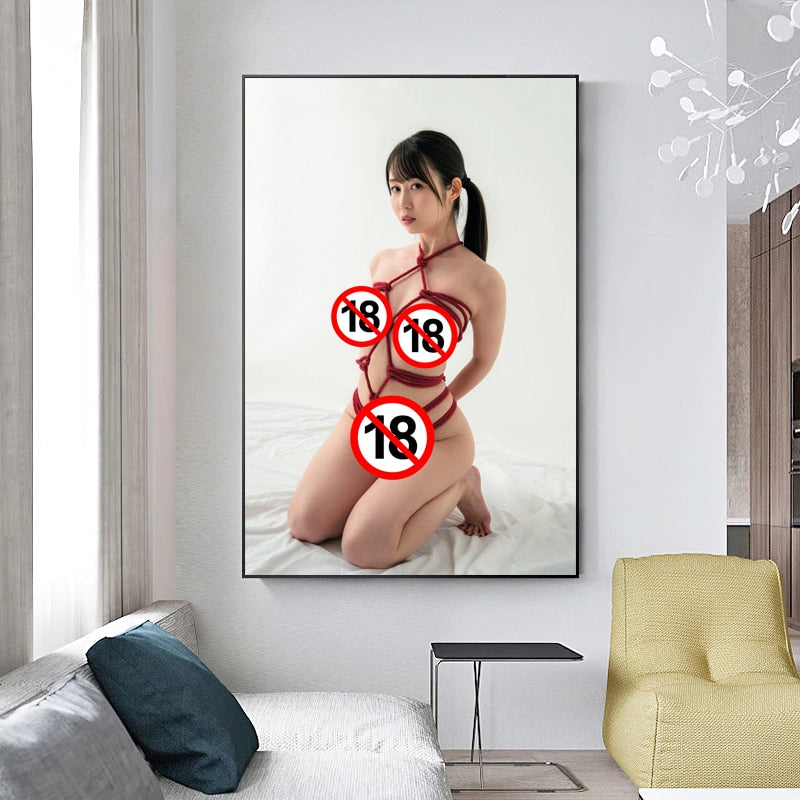 A Cute Japanese Sexy Girl Nude Canvas Painting
