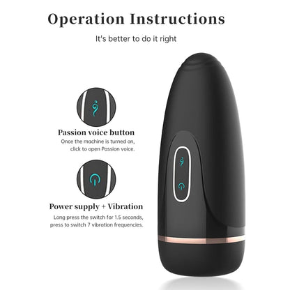 Automatic Masturbator for Men with Vibration, Realistic Vagina and Blowjob