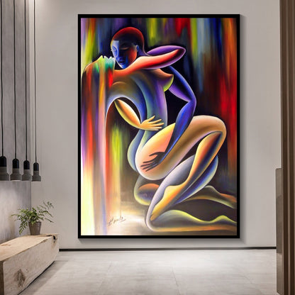 Abstract Nude Body Canvas Painting
