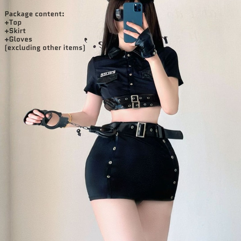 Sexy Lingerie Role Play Cop Policewoman Uniform Seductive