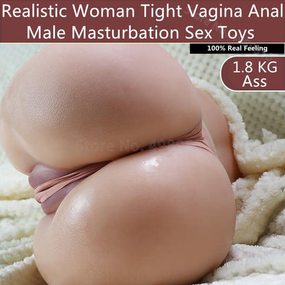 Realistic Male Pussy Masturbator with Double Vagina and Anal