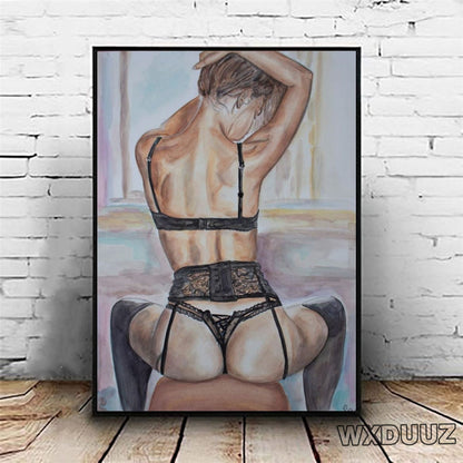 Sexy Nude Retro Lover Canvas Art Print
