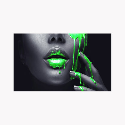 Golden Lips Canvas Painting for Home Decor