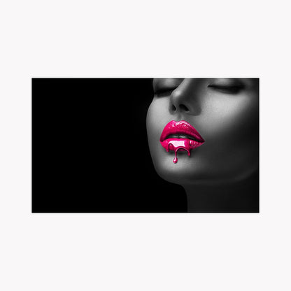 Golden Lips Canvas Painting for Home Decor