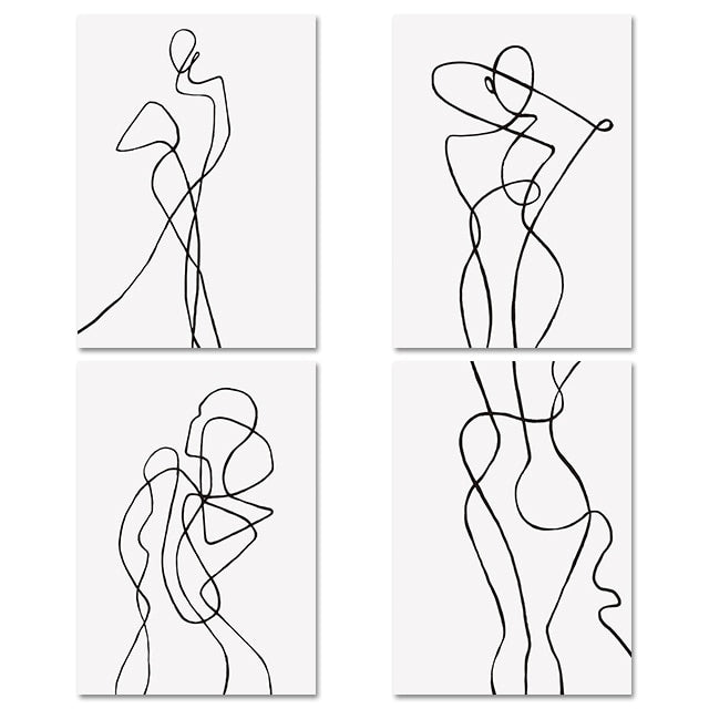 Minimalist Sexy Woman Body Line Canvas Wall Art