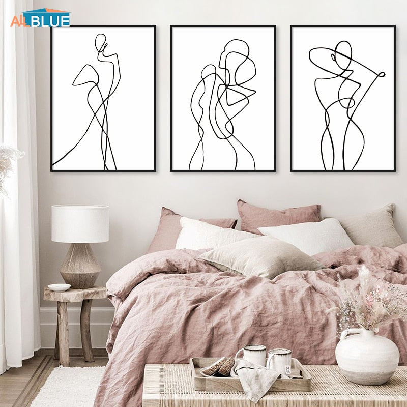Minimalist Sexy Woman Body Line Canvas Wall Art