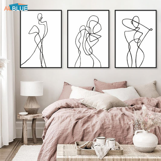 Minimalist Sexy Woman Body Line Canvas Wall Art