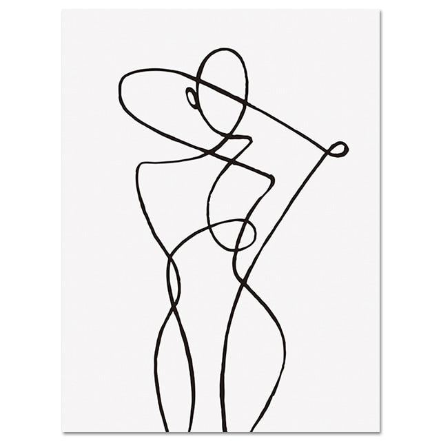 Minimalist Sexy Woman Body Line Canvas Wall Art