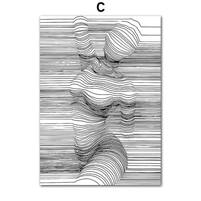Abstract Line Body Art Canvas Painting