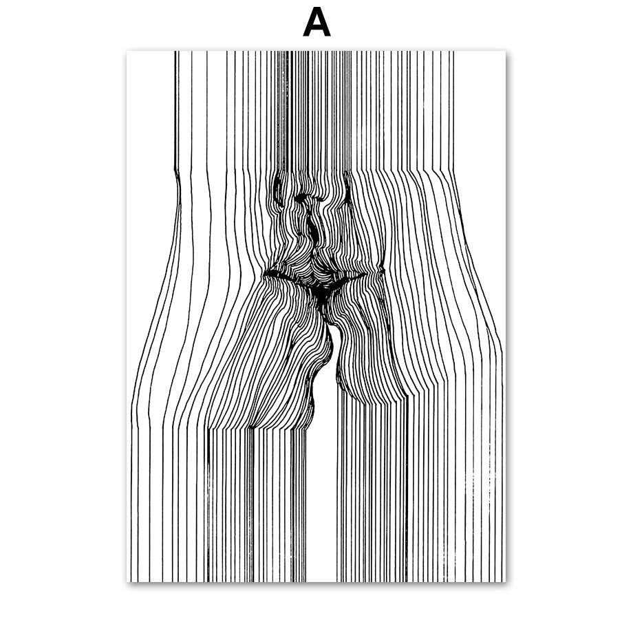 Abstract Line Body Art Canvas Painting