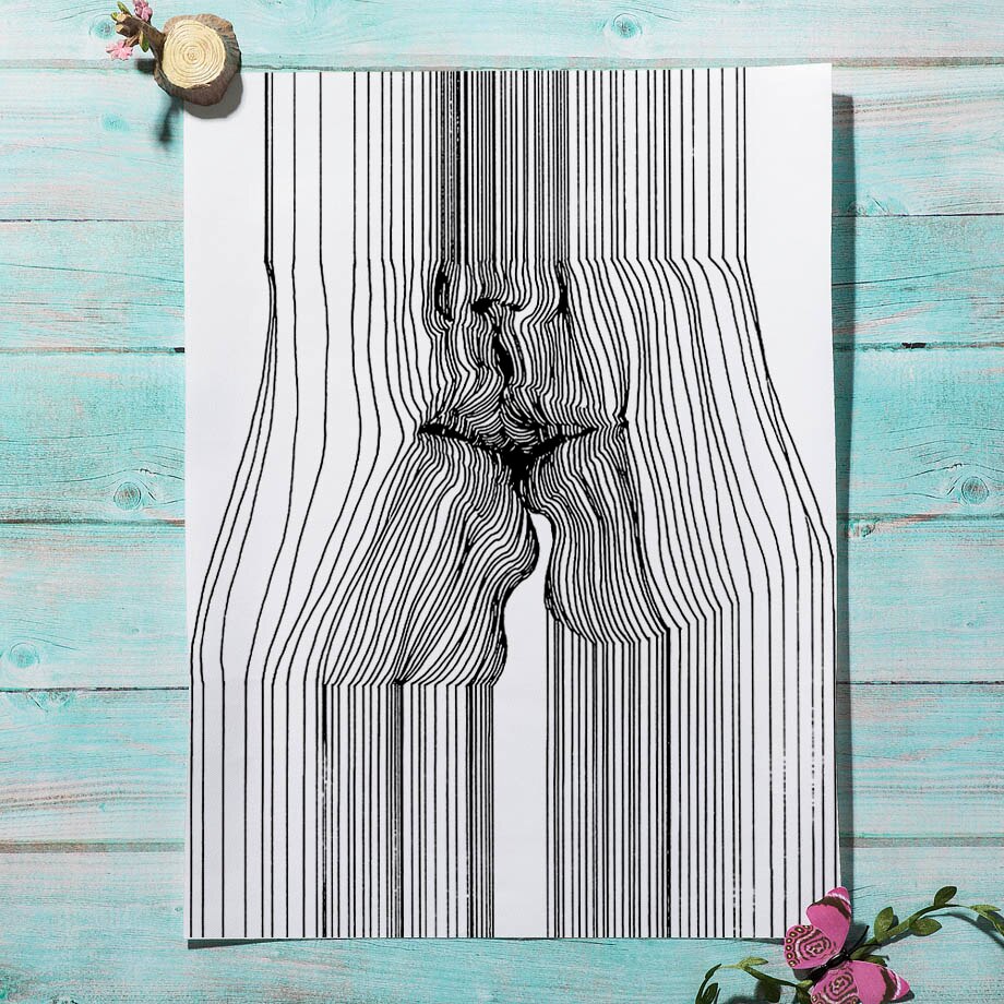 Abstract Line Body Art Canvas Painting