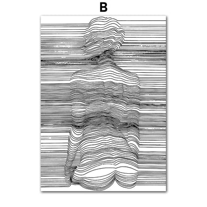 Abstract Line Body Art Canvas Painting
