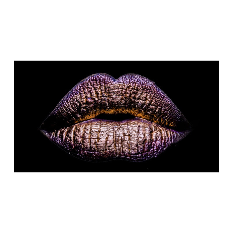 Golden Lips Canvas Painting for Home Decor