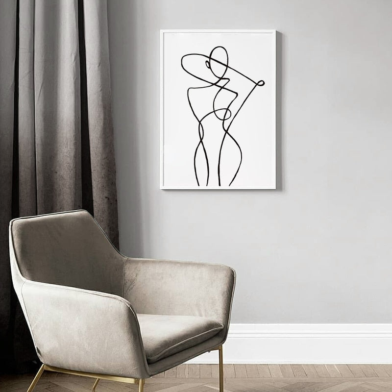Minimalist Sexy Woman Body Line Canvas Wall Art