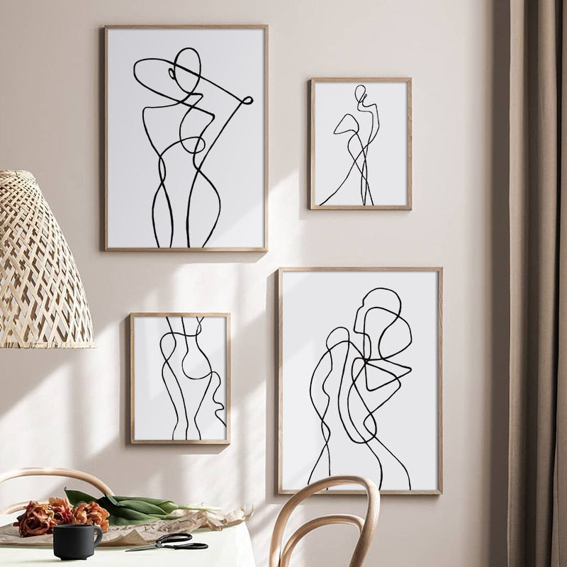Minimalist Sexy Woman Body Line Canvas Wall Art