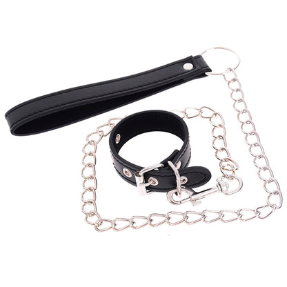 Leather Cock Ring with Chain for couples
