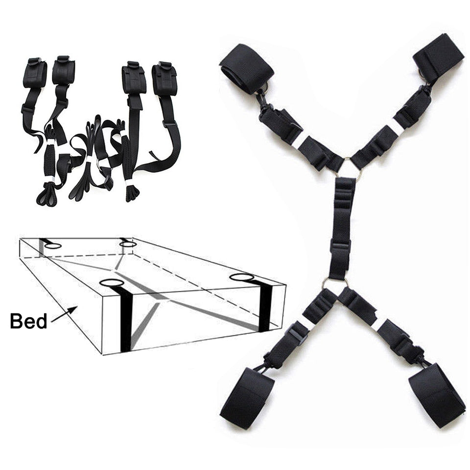 Bed Bondage Cuffs Set for Erotic Play