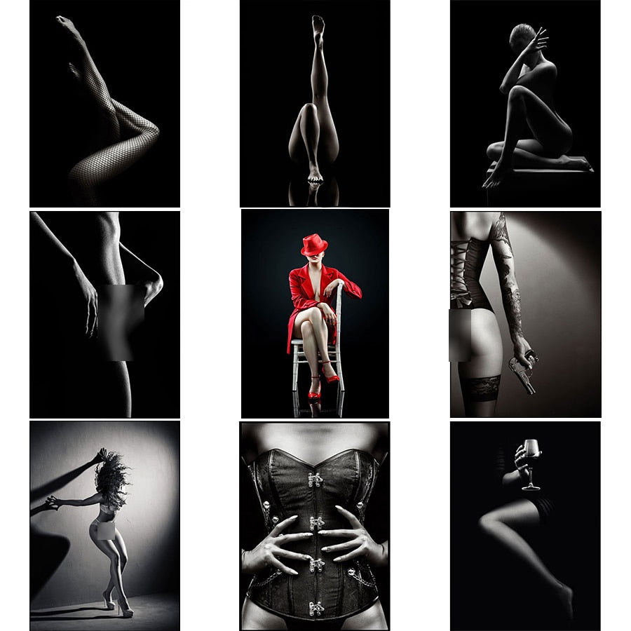 Black & White Sexy Women Figure Canvas Art