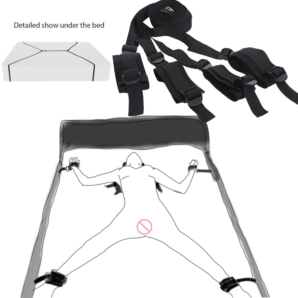 Bed Bondage Cuffs Set for Erotic Play