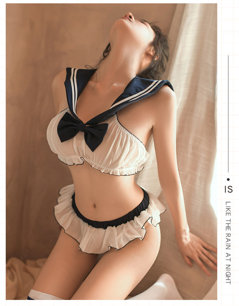 Japanese College Style Cosplay  Student Uniform School Girl with a Lace Underwear
