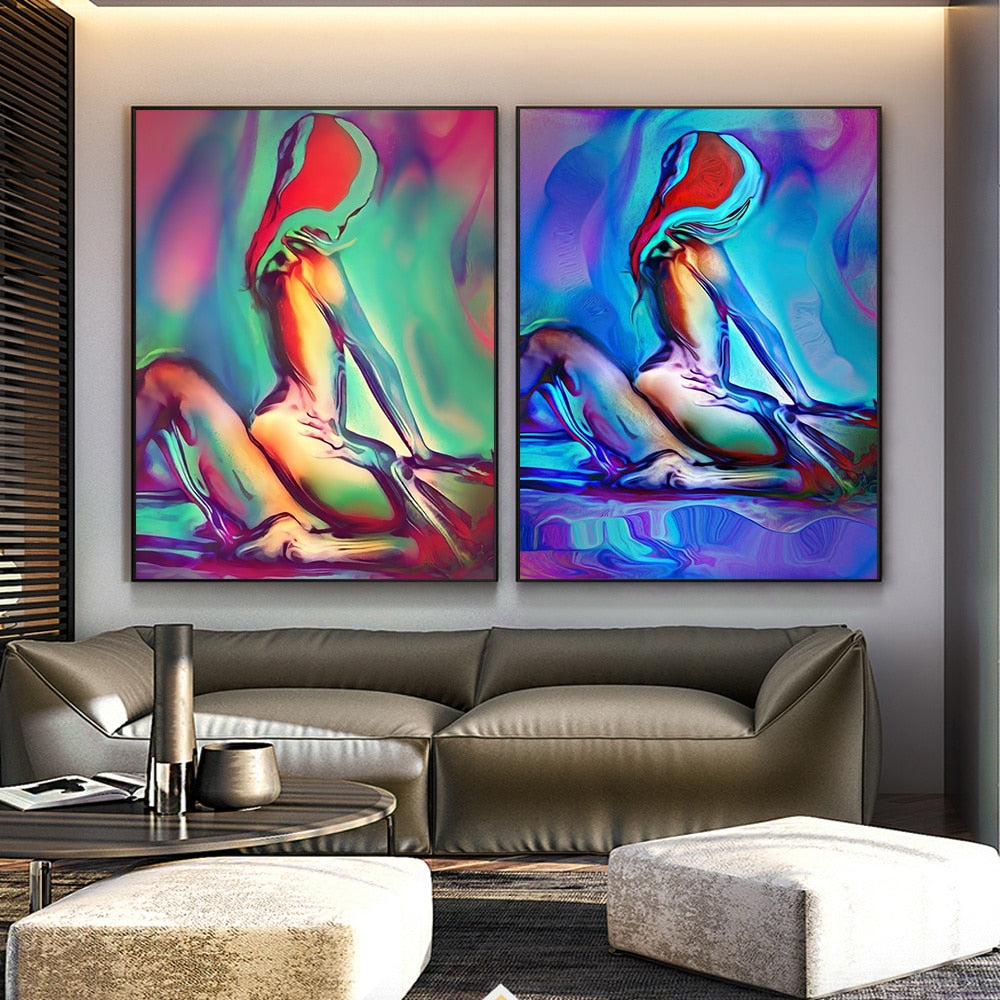 Abstract Nude Body Canvas Painting