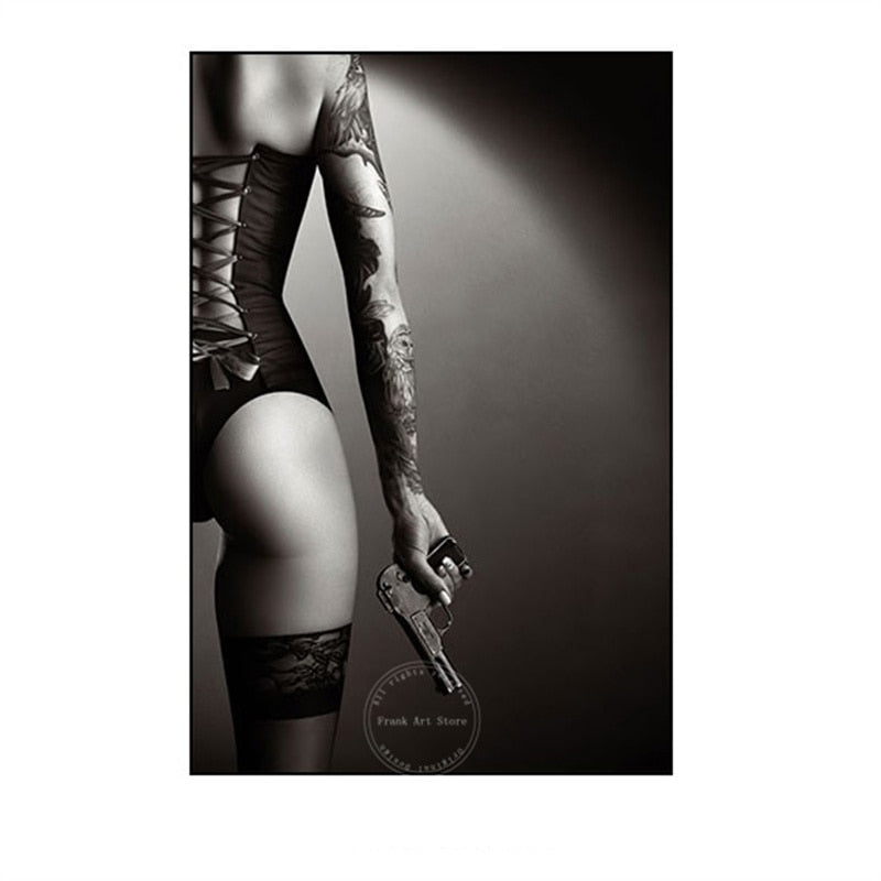 Black & White Sexy Women Figure Canvas Art