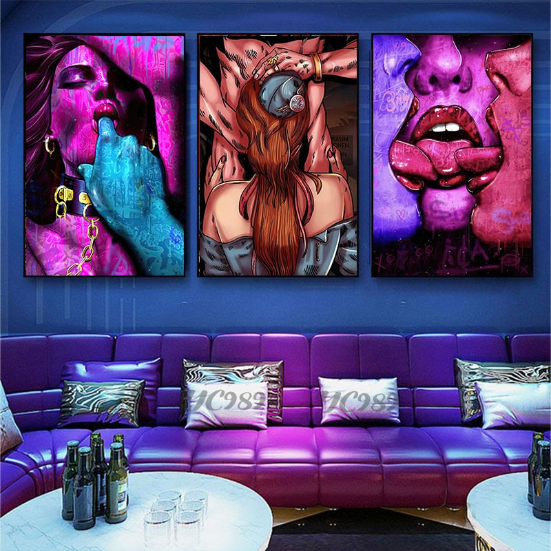 Modern Sexy Kiss Canvas Prints for Home Decor