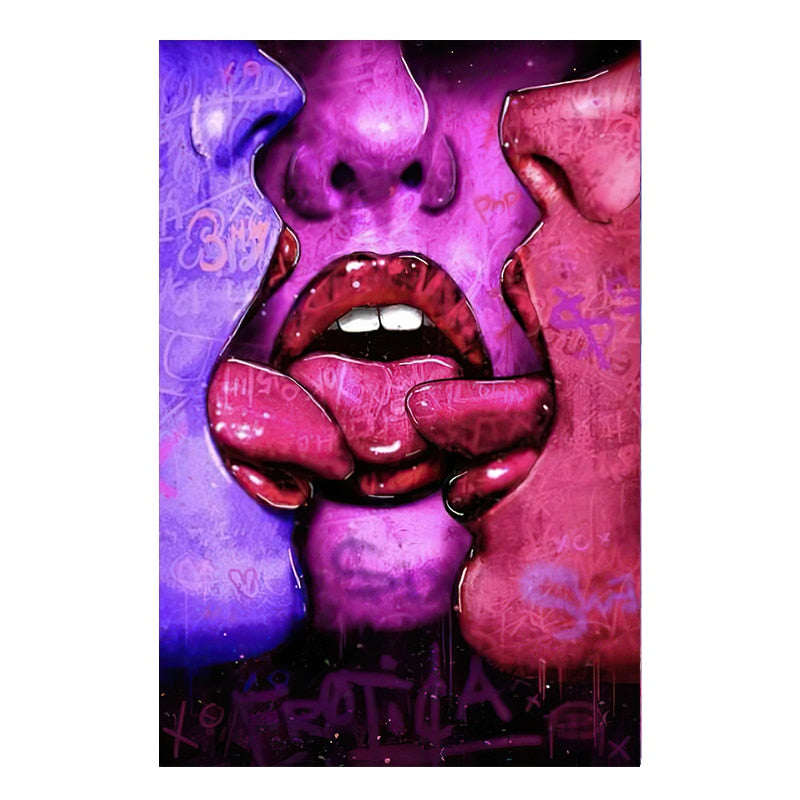 Modern Sexy Kiss Canvas Prints for Home Decor