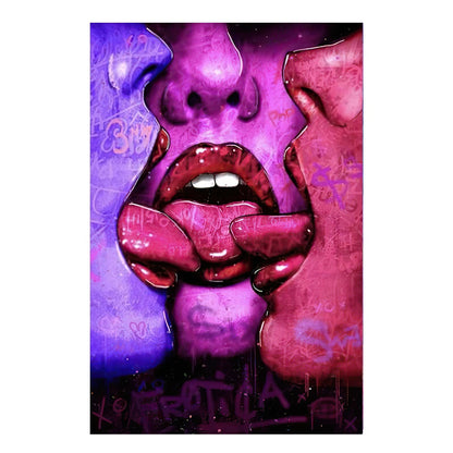 Modern Sexy Kiss Canvas Prints for Home Decor