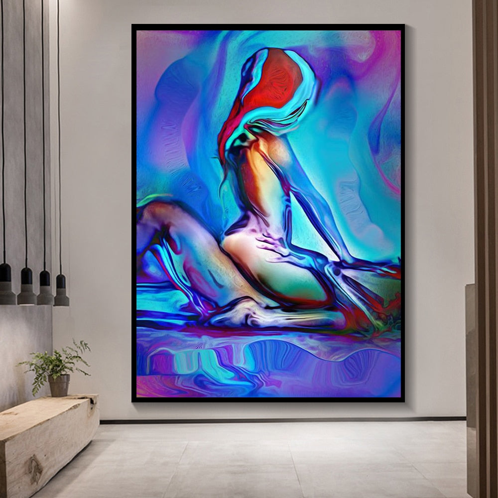 Abstract Nude Body Canvas Painting